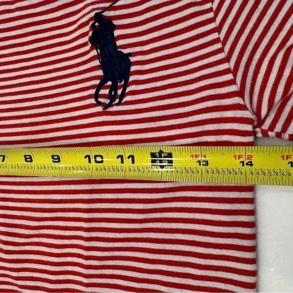 Polo Ralph Lauren T-Shirt Boys Size 7 Red Stripe Big Pony Crewneck Short Sleeve - Picture 3 of 5